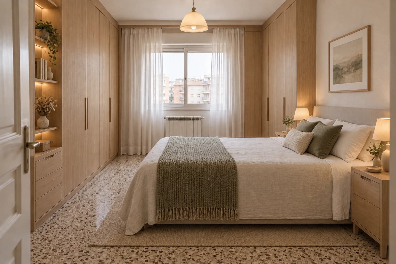 Dormitorio con armarios integrados